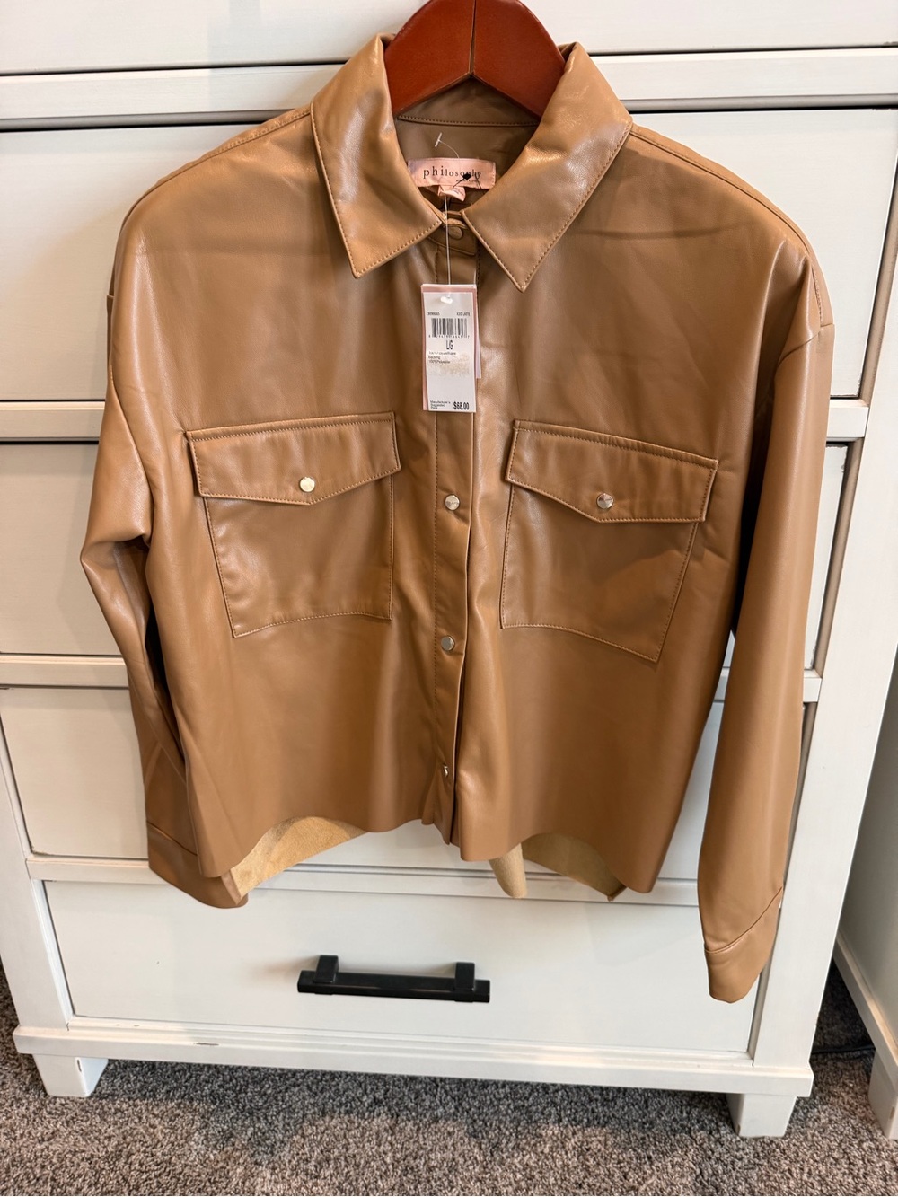 philosophy faux leather shirt jacket - Camel. Brand new with tags. Size large.